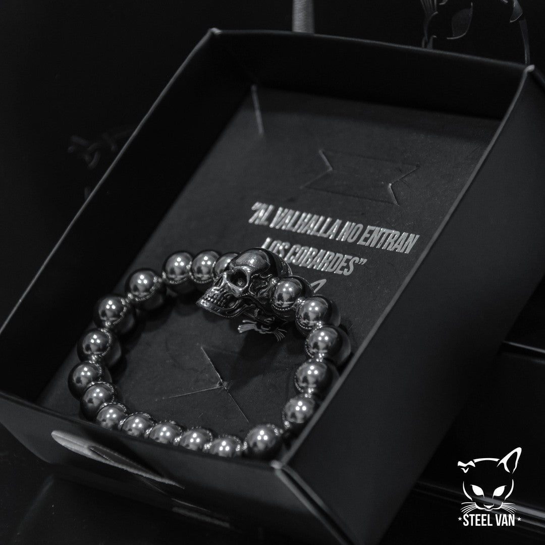 Pulsera Bolas con Cráneo